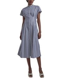 Misook - Stand Collar Button Front Midi Dress - Lyst