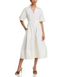 Jonathan Simkhai - Deanna Short Sleeve Belted Poplin Midi Dress - Lyst
