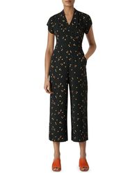 micro floral tie back jumpsuit
