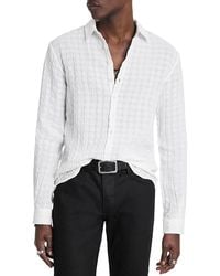 John Varvatos - Linen & Cotton Textured Check Slim Fit Button Down Shirt - Lyst