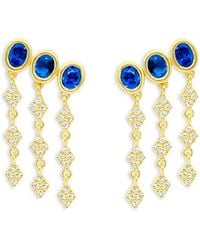 Meira T - 14K Sapphire & Diamond Fringe Drop Earrings - Lyst