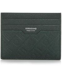 Ferragamo - Gancini Embossed Leather Card Case - Lyst