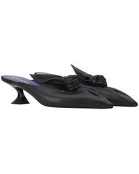 Lanvin - Midnight Step Bow Leather Mule With Heel - Lyst