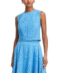 Aqua - Eyelet Sleeveless Top - Lyst