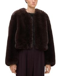 Theory - Cropped Faux Fur Jacket - Lyst