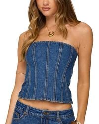 Edikted - Camelia Strapless Denim Corset - Lyst