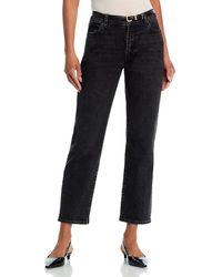 FRAME - The Borrowed High Rise Ankle Slim Straight Jeans - Lyst
