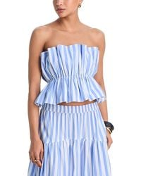 Aqua - Striped Strapless Top - Lyst