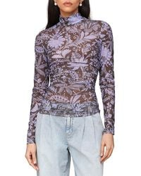 Avec Les Filles - Mock Neck Side Ruched Top - Lyst