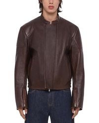 Helmut Lang - Glossy Leather Moto Jacket - Lyst