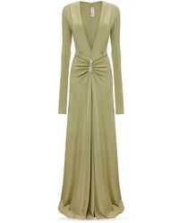 Victoria Beckham - Long Sleeve V Neck Gown - Lyst