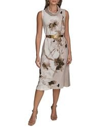 Donna Karan - Belted Midi Dress - Lyst