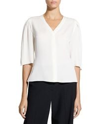 Theory - Round Sleeved Silk Top - Lyst