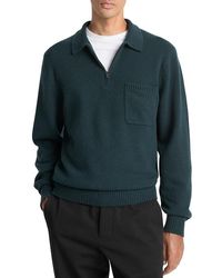 Vince - Wool And Cashmere Long Sleeve Zip Polo - Lyst