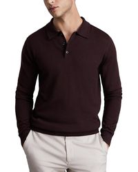 Reiss - Trafford Merino Wool Regular Fit Long Sleeve Polo Shirt - Lyst