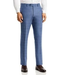 John Varvatos Street Tonal Plaid Slim Fit Suit Pants - Blue