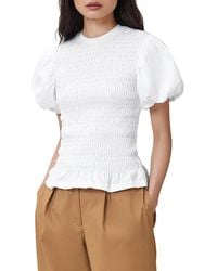 AllSaints - Dael Peplum Puff Sleeve Top - Lyst