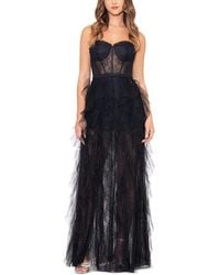 Aqua - Strapless Lace Tulle Ruffle Gown - Lyst