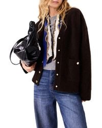 Maje - Wool Blend V Neck Cardigan Sweater - Lyst