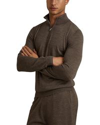 Reiss - Blackhall Merino Wool Slim Fit Quarter Zip Sweater - Lyst