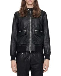AllSaints - Hiro Bomber Zip Leather Jacket - Lyst