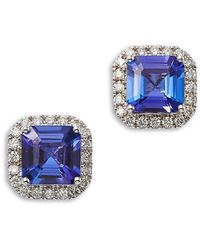 Bloomingdale's Fine Collection - Tanzanite & Diamond Halo Stud Earrings - Lyst