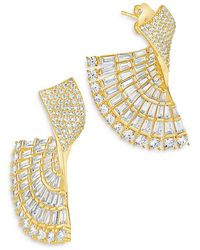 Sterling Forever - Hartford Cubic Zirconia Fan Drop Earrings - Lyst
