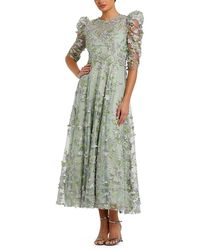 Mac Duggal - Applique High Neck Puff Sleeve A Line Dress - Lyst