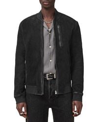 AllSaints - Kemble Suede Bomber Jacket - Lyst