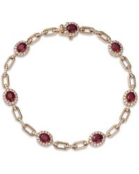 Bloomingdale's Fine Collection - Ruby & Diamond Halo Link Bracelet - Lyst