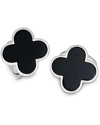 Jan Leslie - Sterling And Onyx Clover Cufflinks - Lyst