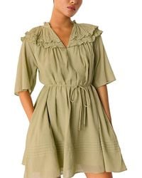 Whistles - Petite Cotton Frill Mini Dress - Lyst