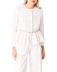 Maje - Cropped Jacket With Embellished Belt - Lyst