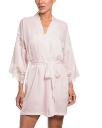 In Bloom - Shimmer Satin Lace Trim Wrap Robe - Lyst