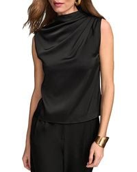 Donna Karan - Donna Karan Draped High Neck Sleeveless Top - Lyst