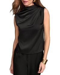 Donna Karan - Donna Karan Draped High Neck Sleeveless Top - Lyst