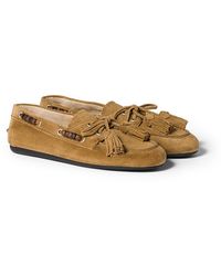 Miu Miu - Mocassini Suede Loafer Flats - Lyst