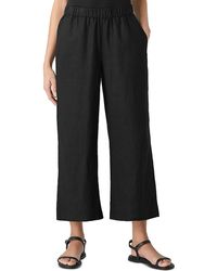 Eileen Fisher - Linen Cropped Wide Leg Pants - Lyst
