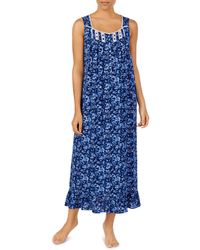 Eileen West Ballet Woven Rayon Short Sleeve Nightgown - Blue