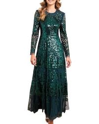 Needle & Thread - Aurora Long Sleeve Round Neck Gown - Lyst