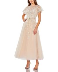 Mac Duggal - Embellished Flutter Sleeve Bow Waist A Line Dress - Lyst