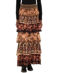FARM Rio - Mixed Scarves Ruffled Maxi Skirt - Lyst