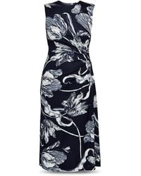 Erdem - Floral Jersey Draped Sleeveless Midi Dress Viscose/Elastane - Lyst