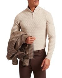 Ted Baker - Jeremee Texture Stitch Half-Zip Sweater - Lyst