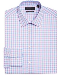 Bloomingdale's The Store At Bloomingdale's Bold Check Regular Fit Stretch Dress Shirt - Purple