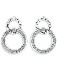 Lagos - Sterling Caviar Spark Diamond Interlocking Circle Drop Earrings - Lyst