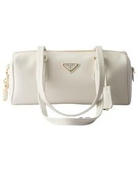 Prada - Medium Leather Top-Handle Bag With Padlock - Lyst