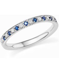 Bloomingdale's Blue Sapphire And Diamond Beaded Band In 14k White Gold - Multicolour