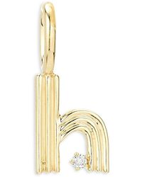 Adina Reyter - 9K Diamond Groovy Initial H Charm Pendant - Lyst