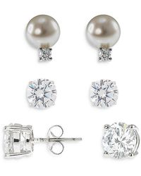 Kenneth Jay Lane - Cz By Cubic Zirconia & Cultured Freshwater Pearl Stud Earring Set - Lyst